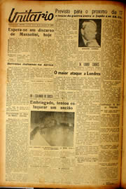 Página do jornal Unitário de outubro de 1940