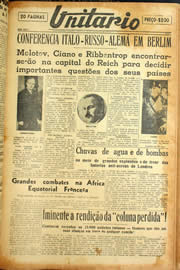 Página do jornal Unitário de novembro de 1940