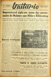 Página do jornal Unitário de novembro de 1940