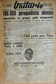 Página do jornal Unitário de janeiro de 1941