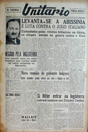 Página do jornal Unitário de janeiro de 1941
