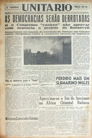 Página do jornal Unitário de janeiro de 1941