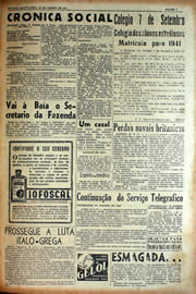 Página do jornal Unitário de janeiro de 1941