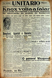 Página do jornal Unitário de fevereiro de 1941