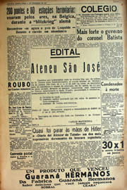 Página do jornal Unitário de fevereiro de 1941