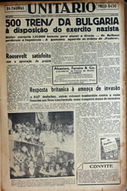 Página do jornal Unitário de fevereiro de 1941