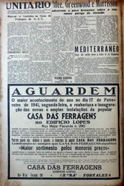 Página do jornal Unitário de fevereiro de 1941