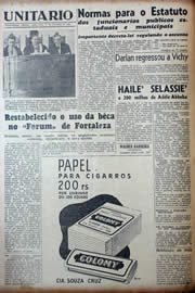 Página do jornal Unitário de fevereiro de 1941