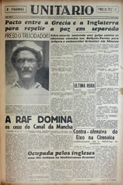 Página do jornal Unitário de fevereiro de 1941