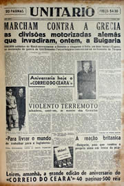 Página do jornal Unitário de março de 1941