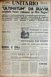 Página do jornal Unitário de março de 1941