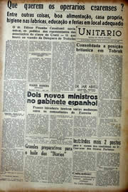 Página do jornal Unitário de maio de 1941