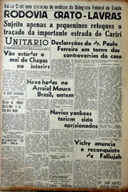 Página do jornal Unitário de maio de 1941