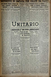 Página do jornal Unitário de agosto de 1941