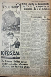 Página do jornal Unitário de setembro de 1941