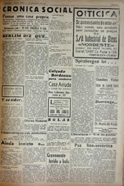 Página do jornal Unitário de setembro de 1941