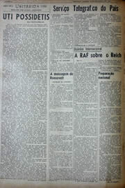 Página do jornal Unitário de setembro de 1941