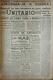 Página do jornal Unitário de setembro de 1941