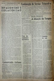 Página do jornal Unitário de setembro de 1941