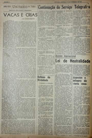 Página do jornal Unitário de setembro de 1941