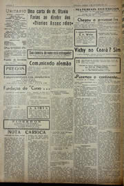 Página do jornal Unitário de outubro de 1941
