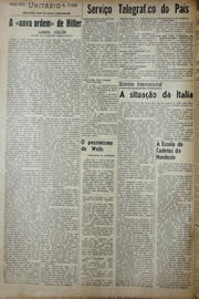 Página do jornal Unitário de outubro de 1941