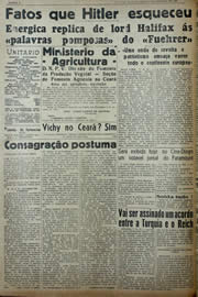 Página do jornal Unitário de outubro de 1941