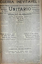 Página do jornal Unitário de outubro de 1941