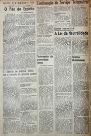 Página do jornal Unitário de novembro de 1941