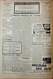Página do jornal Unitário de novembro de 1941