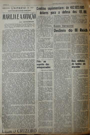 Página do jornal Unitário de dezembro de 1941