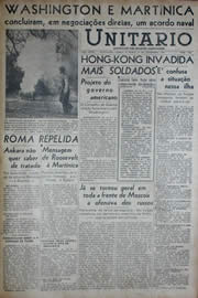 Página do jornal Unitário de dezembro de 1941