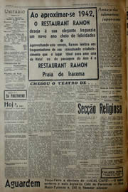 Página do jornal Unitário de dezembro de 1941