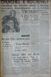 Página do jornal Unitário de dezembro de 1941