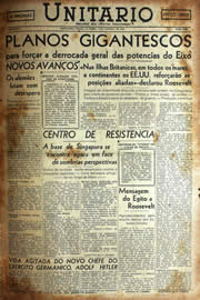 Página do jornal Unitário de janeiro de 1942