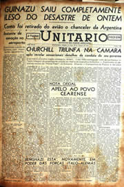 Página do jornal Unitário de janeiro de 1942