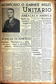Página do jornal Unitário de fevereiro de 1942