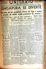 Página do jornal Unitário de fevereiro de 1942