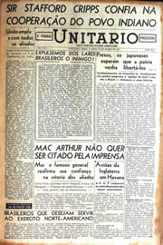 Página do jornal Unitário de março de 1942