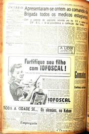 Página do jornal Unitário de agosto de 1942