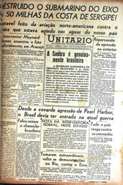 Página do jornal Unitário de agosto de 1942