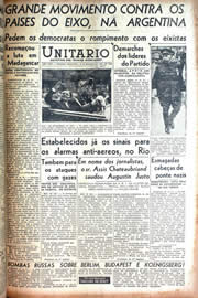 Página do jornal Unitário de setembro de 1942