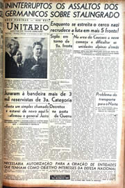 Página do jornal Unitário de setembro de 1942