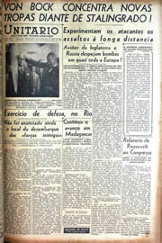 Página do jornal Unitário de setembro de 1942
