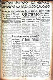 Página do jornal Unitário de setembro de 1942