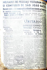 Página do jornal Unitário de novembro de 1942