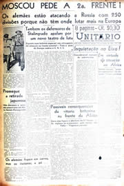 Página do jornal Unitário de novembro de 1942
