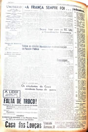 Página do jornal Unitário de dezembro de 1942