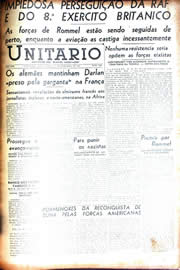 Página do jornal Unitário de dezembro de 1942