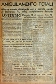 Página do jornal Unitário de janeiro de 1943